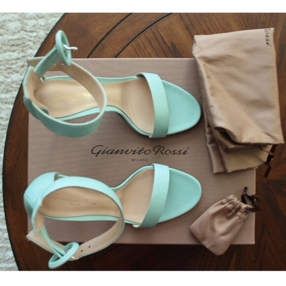 Gianvito Rossi Portofino Ankle Strap Sandal in Pacific Nappa Blue NWT - Picture 3 of 7